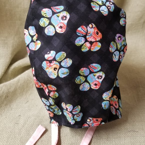 Paws with Floral Background Surgical Scrub Cap - Picture 4 of 5